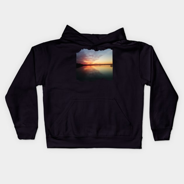 Beautiful photography of ocean waves and sunset sky landscape USA nature lovers Kids Hoodie by BoogieCreates